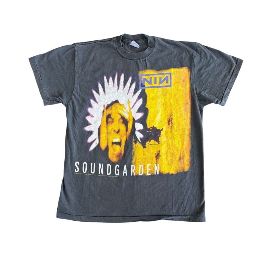 Vintage Soundgarden Nine Inch Nails Concert Single Stitch T-Shirt Size L REPRINT